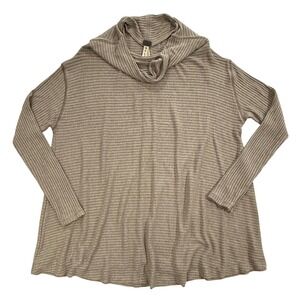 We The Free People Lovers Womens Rib Cowl Neck Split Back Top Taupe Small W446